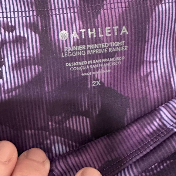 Athleta Rainier Printed Purple Leggings — 2X — like new - Picture 7 of 9
